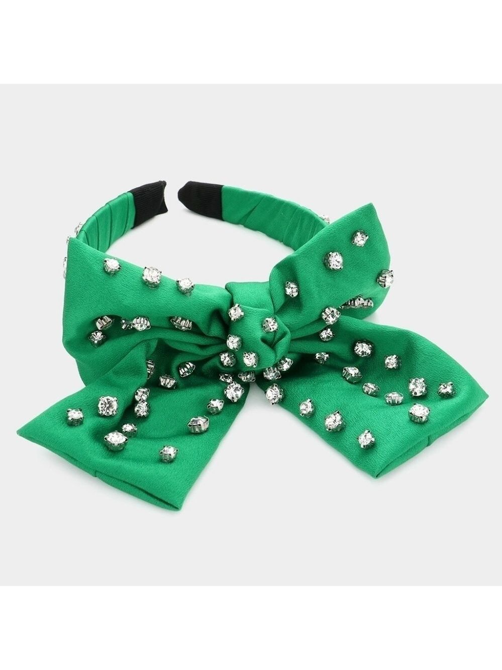 NWT Green Crystal Stone Embellished Bow Headband